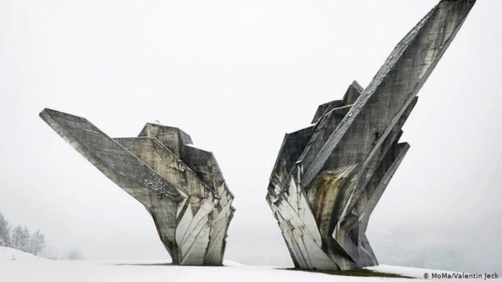 Miodrag Zivkovic's monument to the Battle of Sutjeska, located in Sutjeska National Park, 1971