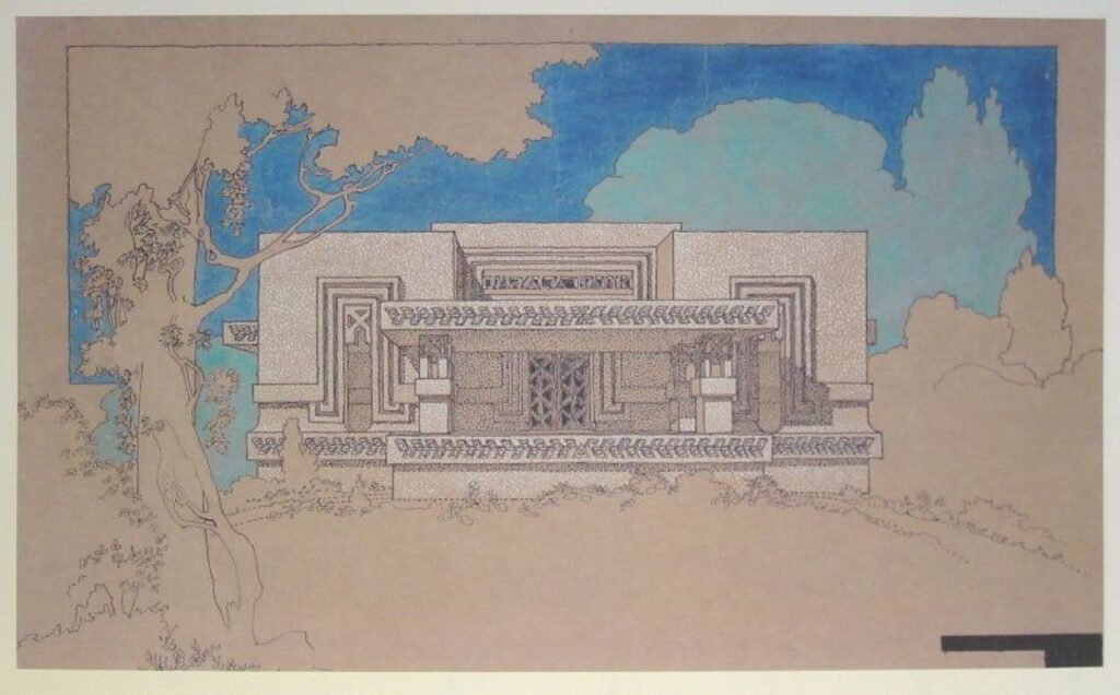 Marion Mahony Griffin’s drawing depicting Prairie Architecture