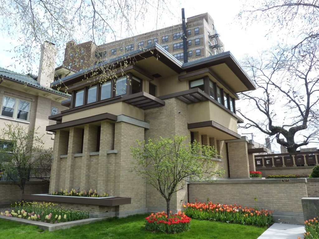 Emil Bach House, Chicago- Example of Prairie House Design by F.L. Wright