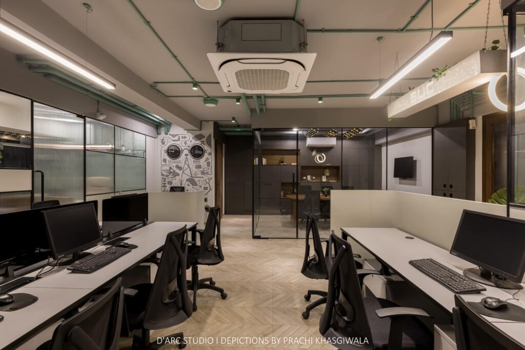 Interior Design Project by D'arc Studio: The Workstudio Interior Design Project by D'arc Studio: The Workstudio Design FirmD'arc studioCompletion YearJune 2022Gross Built Area1040 sq ftProject LocationSurat, GujaratBuilding FunctionInterior DesignLead ArchitectsAr. Aakruti JohariPhotography CreditsPrachi Khasgiwala D'arc studio,Workstudio,design
