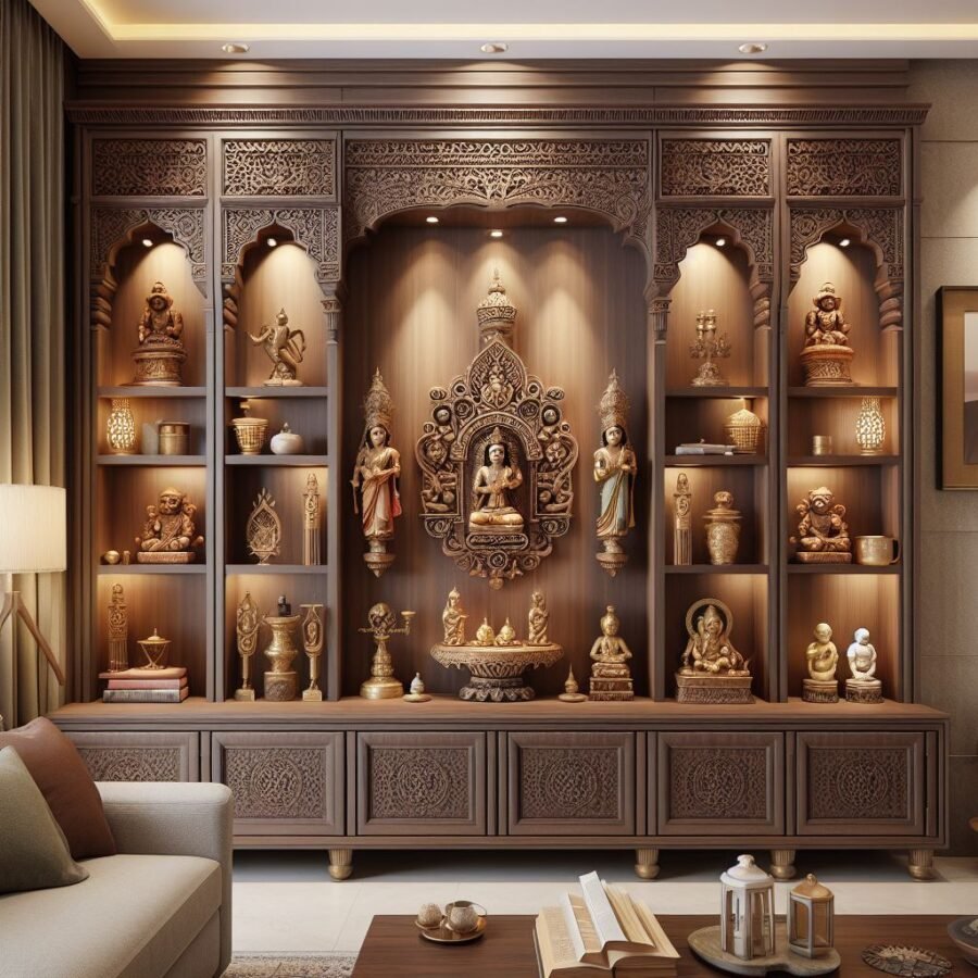 50+ Amazing Living Room Design Ideas Pooja Unit Designs