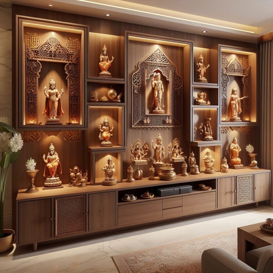50+ Amazing Living Room Design Ideas Pooja Unit Designs in Living Room