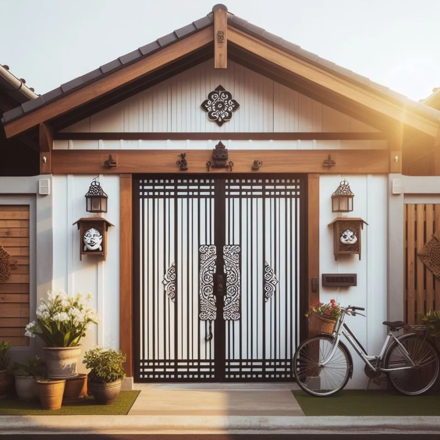 Front Wooden Grill Gate