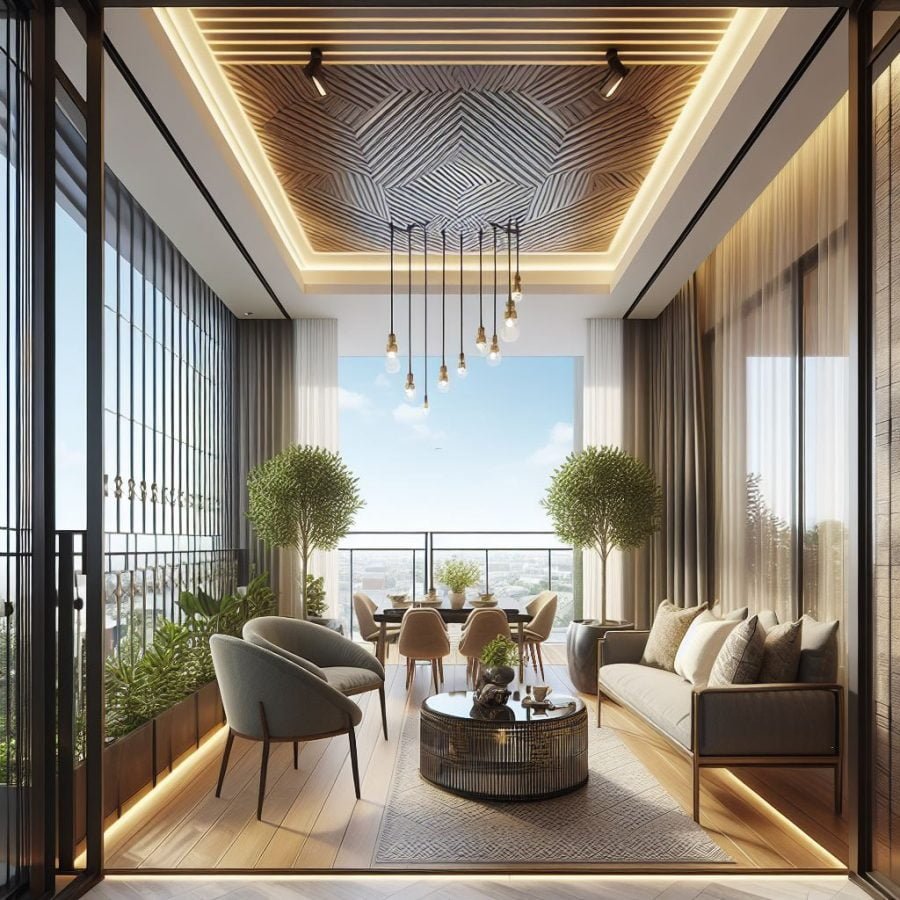 50+ Amazing Balcony Designs: Elevating Your Outdoor Space Balcony False Ceiling Design