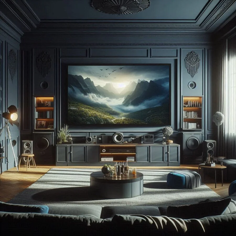 Home theatre room with gaming setup
Home theatre room acoustic panels
